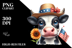 Watercolor Cow Portrait | Hat | USA Flag Colors Product Image 2