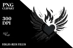Heart with Wings and Fire PNG Product Image 2