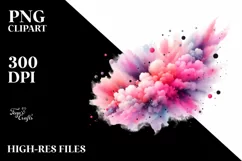 Colorful Pinkish Watercolor Particles | Clipart Product Image 1