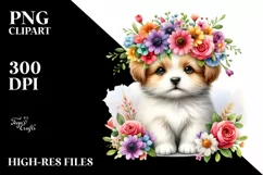 Cartoon-Style Puppy Flower Crown | Sublimation Clipart Product Image 3