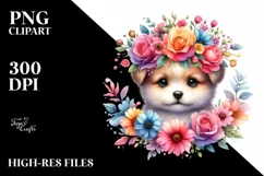 Cartoon-Style Puppy Flower Crown | Sublimation Clipart Product Image 3