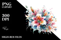 Abstract Watercolor Colorful Lily, Transparent PNG Product Image 2