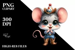 Watercolor Baby Mouse | Party Hat | Cowboy Boots Product Image 3