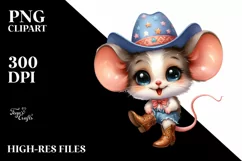 Watercolor Baby Mouse | Party Hat | Cowboy Boots Product Image 3
