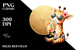Giraffe in Beachwear with Cocktail PNG Product Image 2