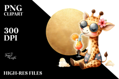 Beach Giraffe with Cocktail PNG Product Image 2