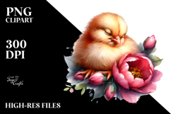 Digital Watercolor Baby Chicken Sleeping PNG Product Image 2