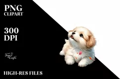 Cute Watercolor Dog in Wind Clipart Product Image 1