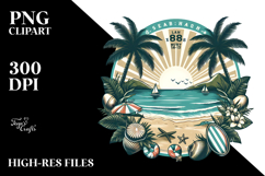 Retro Tropical Beach Sunset, Tshirt Style, PNG Product Image 2