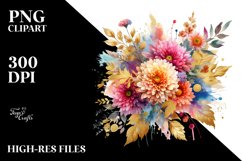 Vibrant Chrysanthemum Splash Bouquet | Sublimation | Clipart Product Image 3