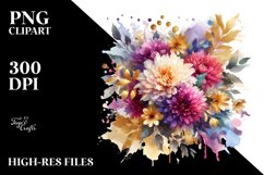 Vibrant Chrysanthemum Splash Bouquet | Sublimation | Clipart Product Image 3
