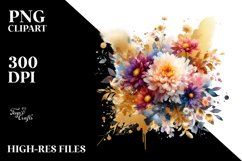 Vibrant Chrysanthemum Splash Bouquet | Sublimation | Clipart Product Image 1