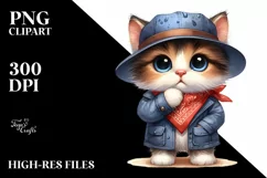 Baby Cat with Hat and Bandana PNG Product Image 1