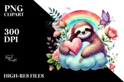 Boho Sloth on Cloud, Colorful PNG Product Image 2