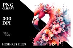 Artistic Flamingo Half Flowers Splash | Clipart Product Image 3