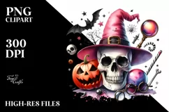 Watercolor Haloween SKULL|Clipart Product Image 1