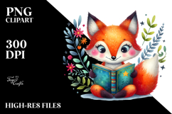 Colorful Fox Reading a Book PNG Product Image 2