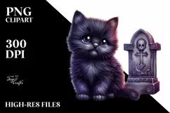 Cute Baby Black Cat Halloween | Sublimation Clipart Product Image 1