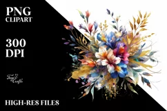 Colorful Lobelia Bouquet | Sublimation | Clipart Product Image 3