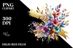 Colorful Lobelia Bouquet | Sublimation | Clipart Product Image 1