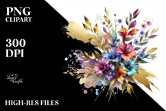 Colorful Lobelia Bouquet | Sublimation | Clipart Product Image 1