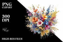 Colorful Lobelia Bouquet | Sublimation | Clipart Product Image 1