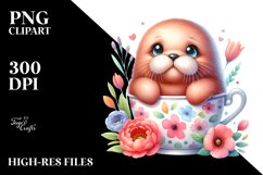 Sweet Baby Walrus in Tea Cup | Clipart Product Image 3