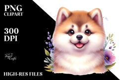 Cute Akita with Big Eyes, Watercolor PNG Product Image 2