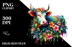 Abstract Frame Vibrant Cow PNG Product Image 1