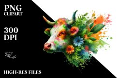 Abstract Frame Vibrant Cow PNG Product Image 1