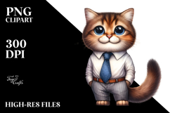 Watercolor Cat with Big Eyes Tie and Boots | Clipart Product Image 2