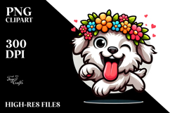 Excited Dog with Flower Crown PNG Product Image 2