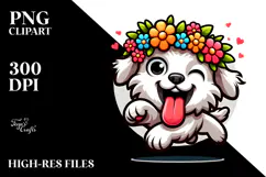 Excited Dog with Flower Crown PNG Product Image 2