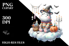 Hippo In Halloween Costume PNG Product Image 2