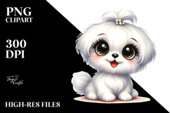 Cartoon Maltese with Big Eyes PNG Product Image 2