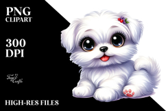 Cartoon Maltese with Big Eyes PNG Product Image 2