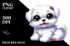 Cartoon Maltese with Big Eyes PNG Product Image 2
