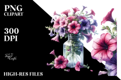 Vibrant Bottle with Large Petunia Clipart Product Image 2