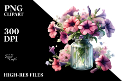 Vibrant Bottle with Large Petunia Clipart Product Image 2