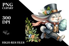 Watercolor Bunny with Egg, PNG Product Image 2