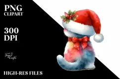 a Cute Christmass Cat with Santa Hat PNG Product Image 3