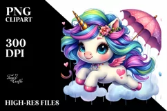 Cute Baby Unicorn Jumping PNG Product Image 1