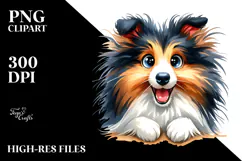 Happy Cartoon Collie, High-Quality PNG Product Image 2