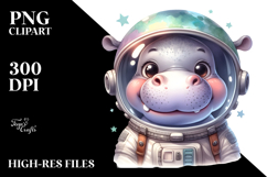 Goofy Baby Hippo with Astronaut Helmet PNG Product Image 2