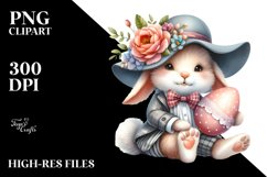 Watercolor Bunny with Egg, PNG Product Image 2