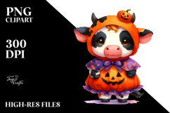 Cute Baby Cow Dressed for Halloween, High-Res PNG Product Image 2