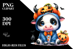 Cute Baby Cow Dressed for Halloween, High-Res PNG Product Image 2