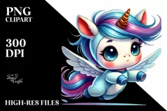 Vibrant Baby Unicorn Drawing PNG Product Image 2