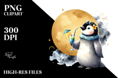 Funky Penguin with Cocktail, High-Res PNG Product Image 2