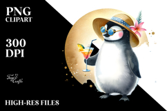 Funky Penguin with Cocktail, High-Quality PNG Product Image 2